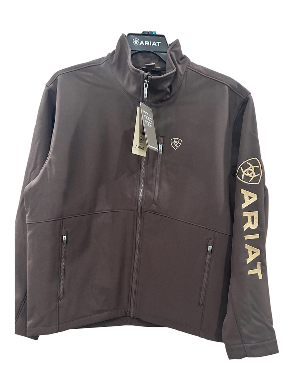 Ariat Men's Dark Brown Softshell Jacket with Gold Logo